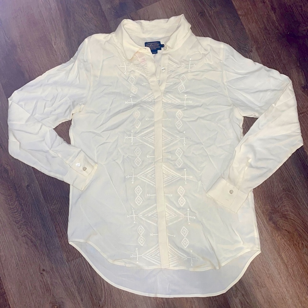 Pendleton Cream Geometric Pattern Button Down - Picture 1 of 12